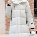 Astrid | Stylische khakifarbene Pufferjacke mit Kapuze und Reißverschluss