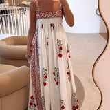 Maxikleid mit Trägern im Boho-Stil & Empire-Schnitt – Floral & Luftig