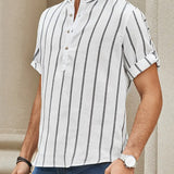 Samuel | Kurzarm-Henley-Sommerhemd mit Streifenmuster