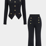 Diana | Elegantes Zweiteiler-Set mit Strickjacke & Wide-Leg-Hose