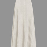 Gerlinde | Weit schwingender Strick-Midirock mit Plissee-Falten und elastischem Bund