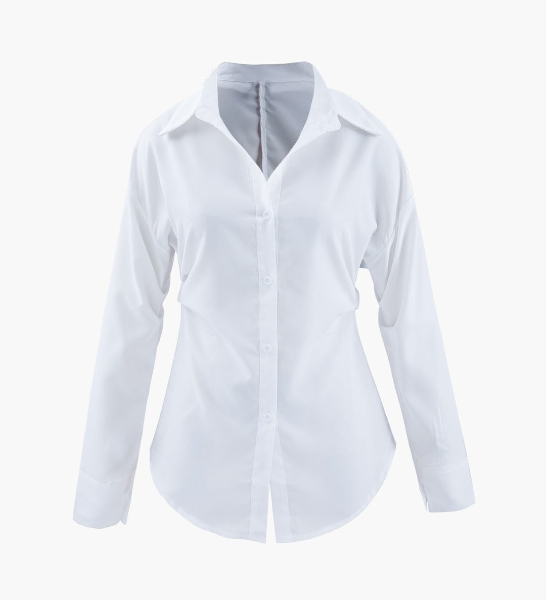 Ilaria | Weißes Oversized-Hemd mit betonter Taille und klassischem Kragen