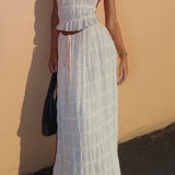 Elise | Romantisches Zweiteiler-Set mit Plissee-Top & Maxirock