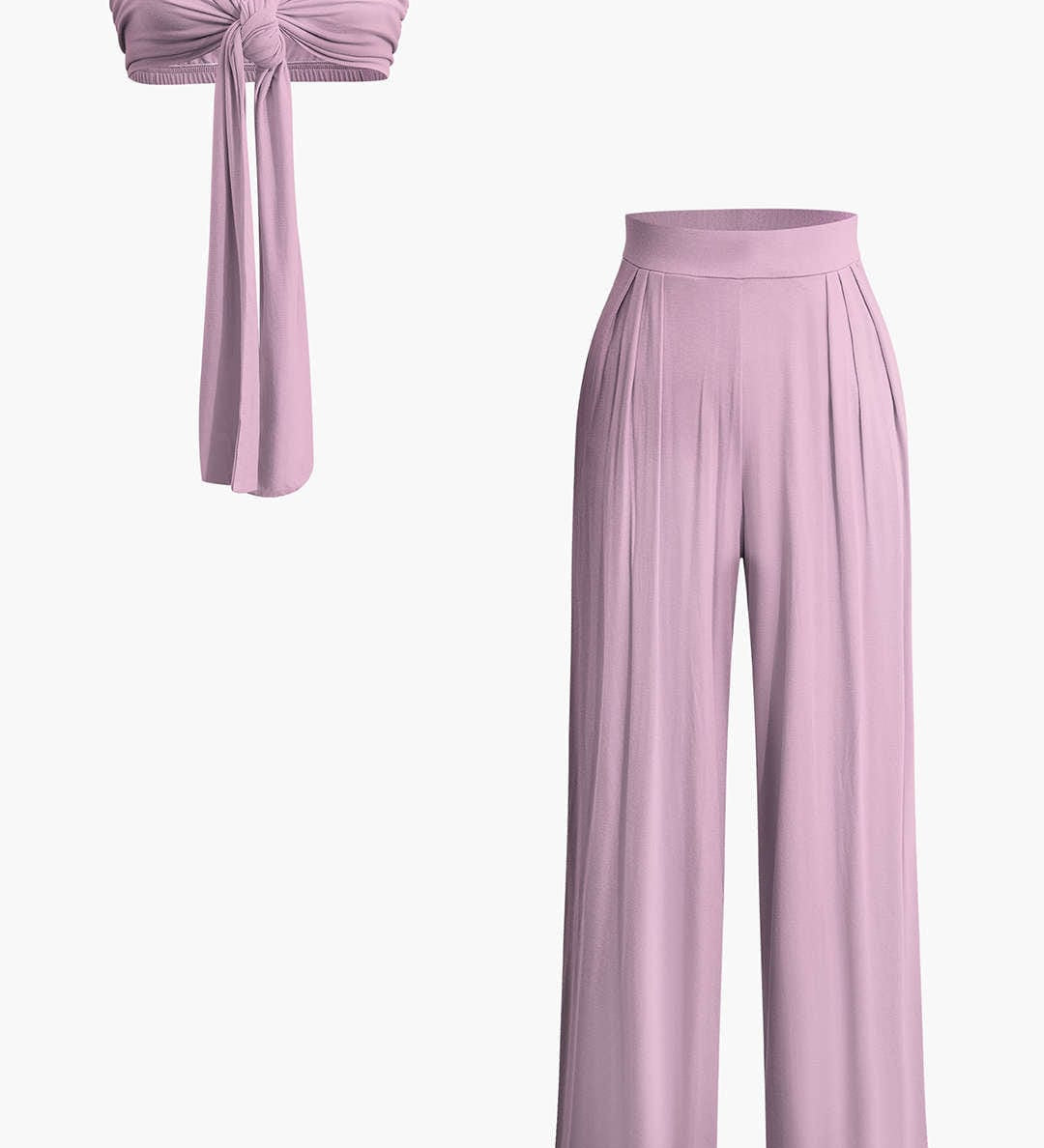 Lara | Elegantes Zweiteiler-Set mit Schleifen-Bandeau & Weitbein-Hose