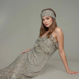 Mia| Glitzerndes ärmelloses Kleid mit Rüschen