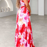 Plissiertes One-Shoulder-Kleid mit floralem Muster – Elegant & Feminin