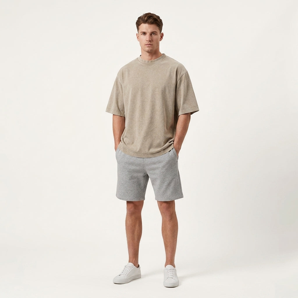 Herren Rundhals T-Shirt aus Strickstoff