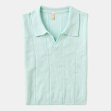 Retro-Strick-Poloshirt in Mintgrün