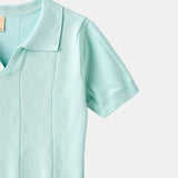 Retro-Strick-Poloshirt in Mintgrün