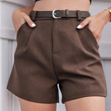 Damen-Hochbund-Shorts mit Gürtel im eleganten Look