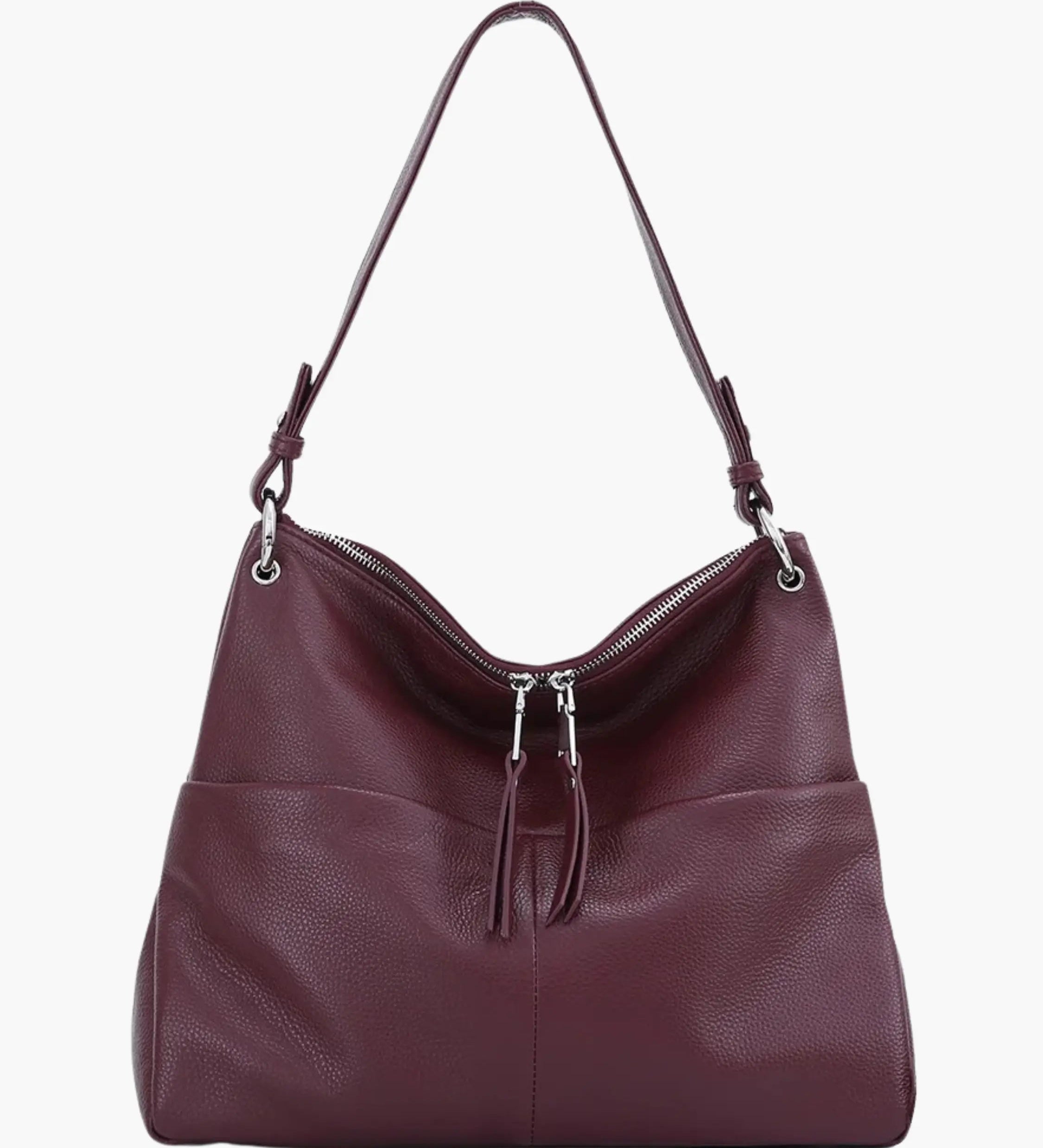 Hannelore| Hobo-Tasche aus weichem Leder mit Zipper-Verschluss