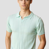 Retro-Strick-Poloshirt in Mintgrün