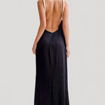 Celine | Blanche Satin Perlenhalter Maxikleid Zendoo.de