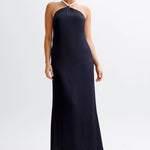 Celine | Blanche Satin Perlenhalter Maxikleid Zendoo.de