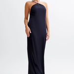 Celine | Blanche Satin Perlenhalter Maxikleid Zendoo.de