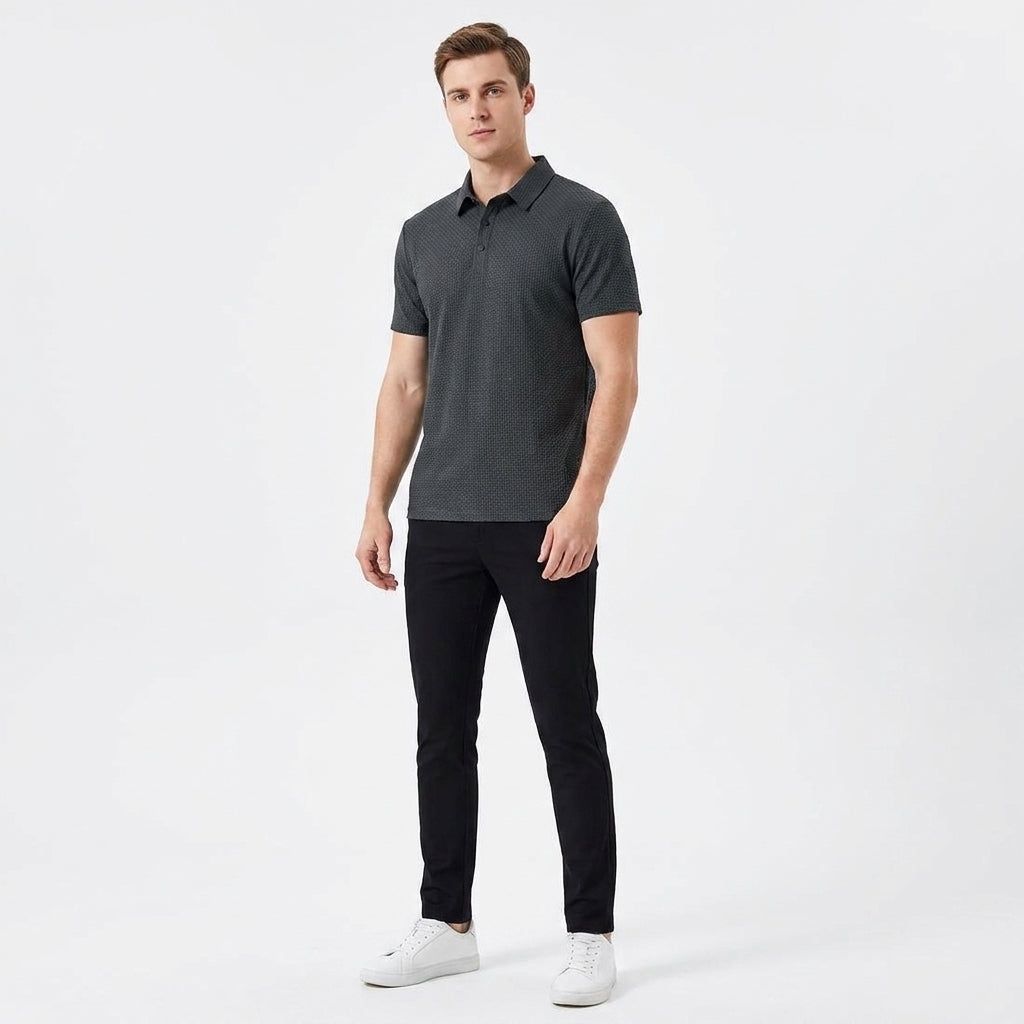 Herren Feinstrick Poloshirt mit Strukturmuster