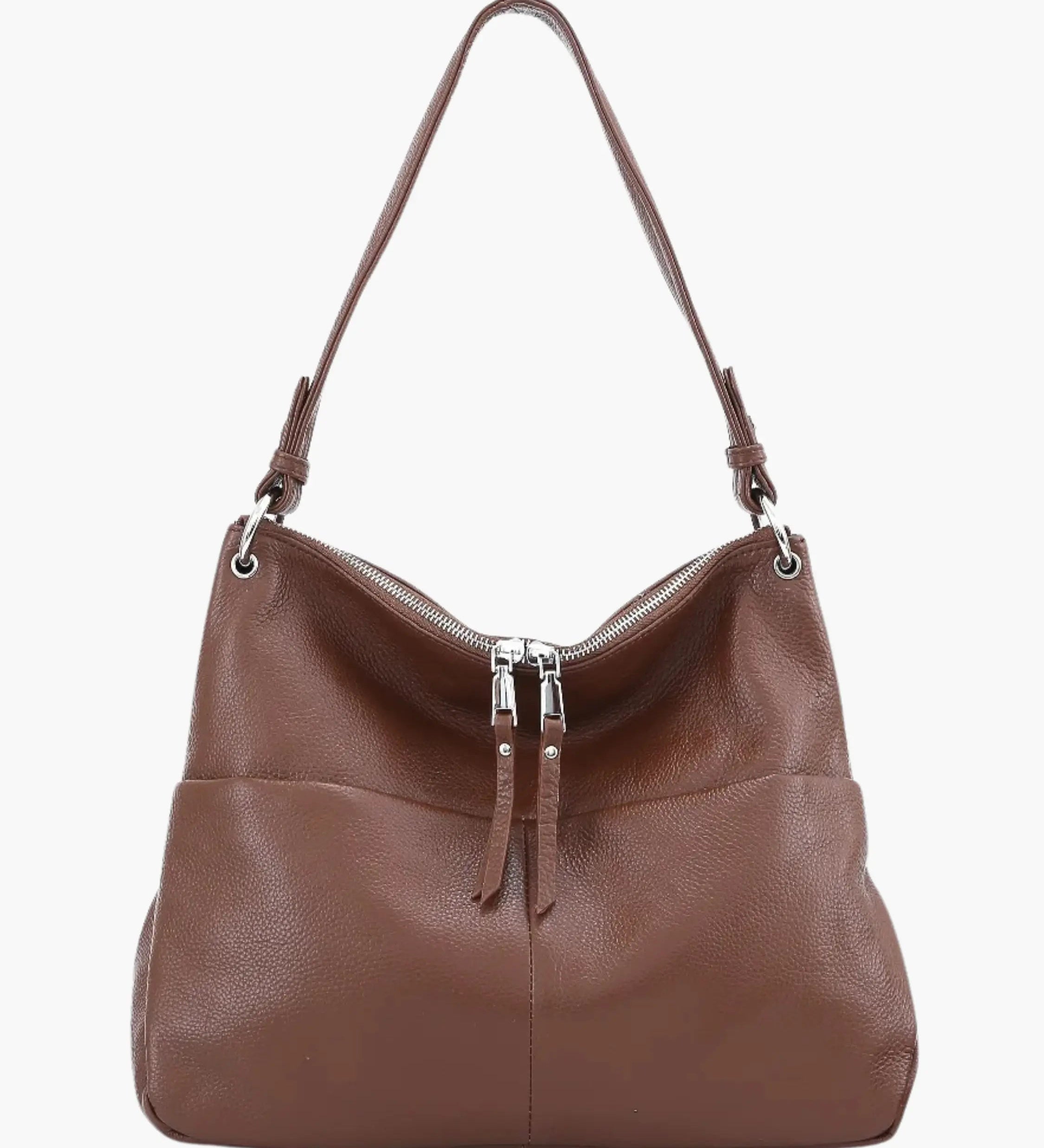 Hannelore| Hobo-Tasche aus weichem Leder mit Zipper-Verschluss