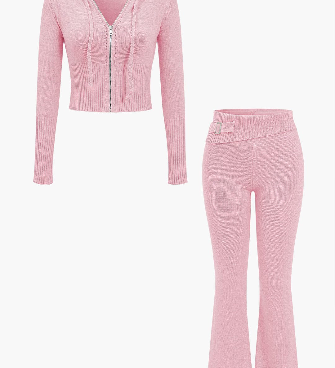 Ava | Strick-Set mit Kapuzenjacke & Schlaghose