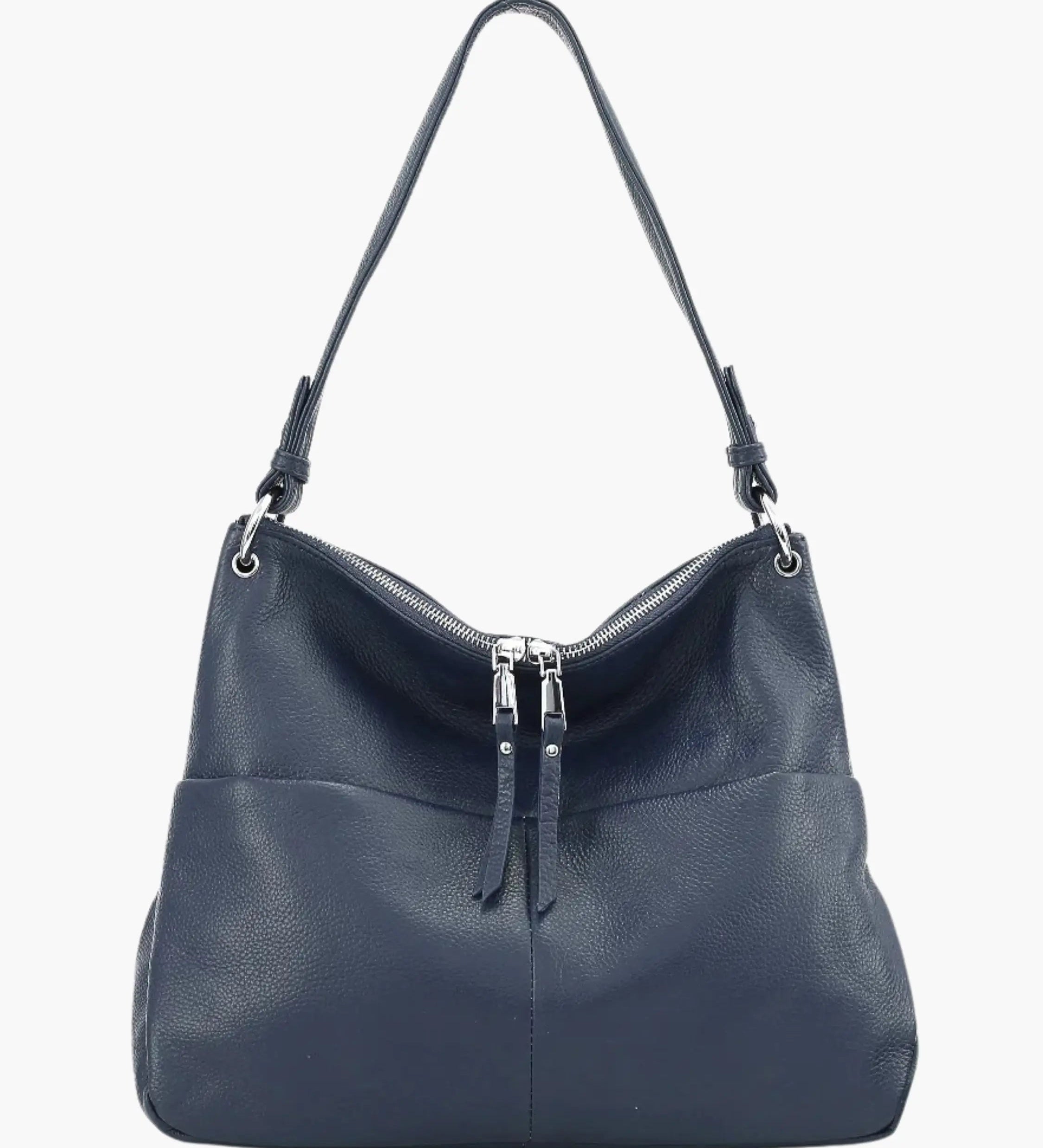 Hannelore| Hobo-Tasche aus weichem Leder mit Zipper-Verschluss