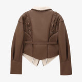 Paloma | Stylische Kunstlederjacke mit Teddy-Futter und Schnürdetails