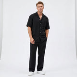 Herren Kurzarmhemd und Hose Set mit Reverskragen