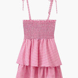 Wibke | Charmantes rosa-weiß kariertes Sommerkleid