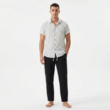 Herren Gestreiftes Kurzarmhemd und Hose Set