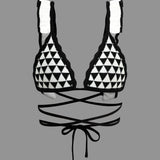 Sandy | Strick-Zweiteiler mit Häkel-Bikini & Rüschenrock