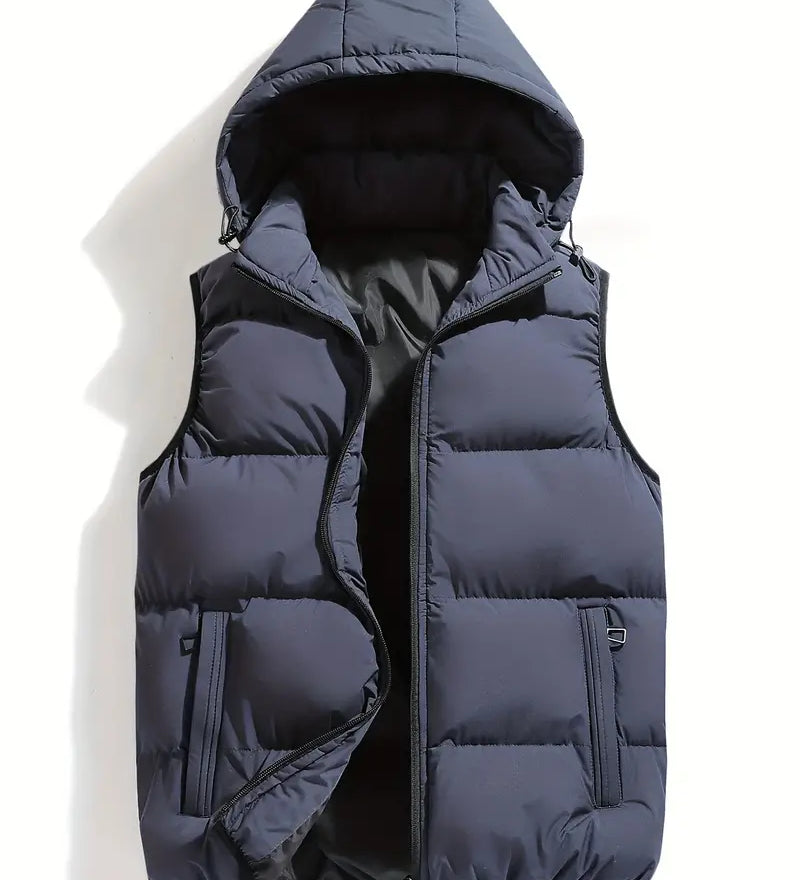 Isaac | Leichter Körperwärmer Herren Winter Steppweste mit Kapuze
