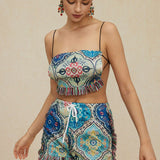 Greta | Verspieltes Zweiteiler-Set mit Boho-Print & Fransen