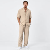 Herren Kurzarmhemd und Hose Set mit Reverskragen
