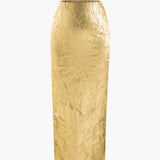 Elfriede | Glänzender Metallic-Midirock mit Crinkle-Effekt und elastischem Bund