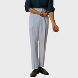 Yann | Taillenhohe Nadelstreifenhose mit Gürtel