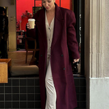 Sinda | Eleganter Wollmantel in Bordeauxrot