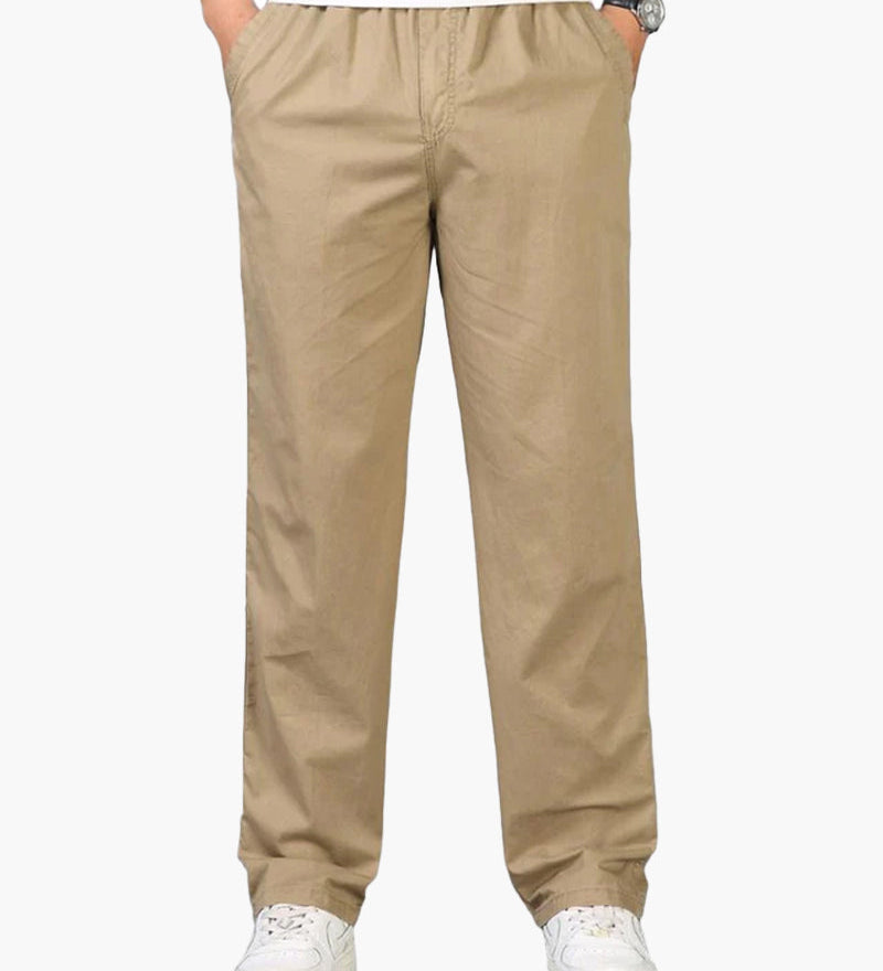 Ryan | Geradem Schnitt Freizeit Baumwolle-Hose mit Elastikbund