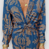 Elegantes Midikleid mit Twist-Detail und floralem Muster – Zeitlos und stilvoll