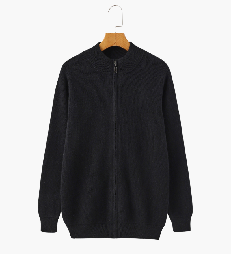 Wesley | Rippenstrick Reißverschluss Kaschmir Strickjacke für Männer