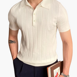 Ian | Business casual Herren Slim Fit Strick-Poloshirt mit Gerippt Muster