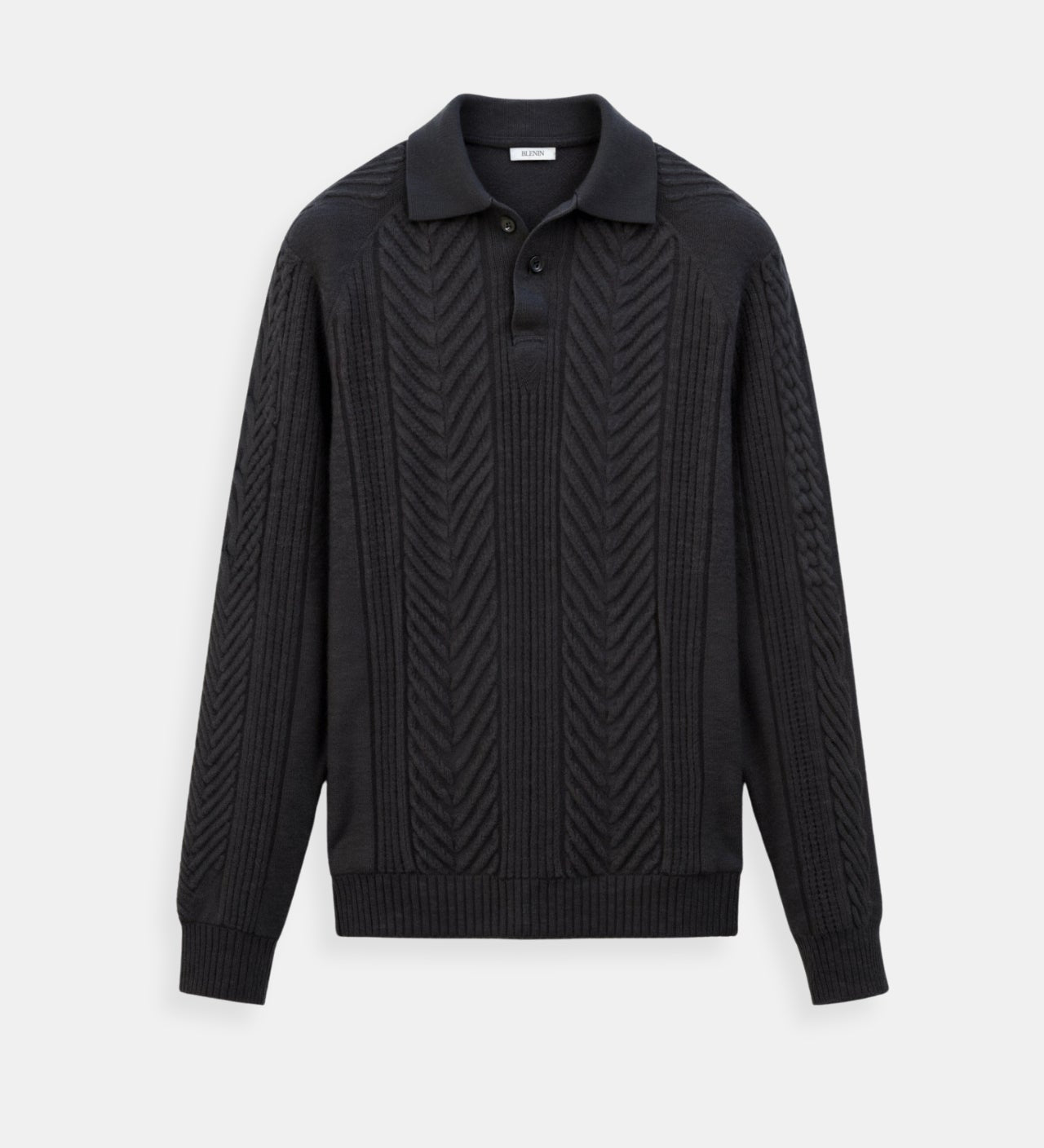 Klassischer Zopfstrickpullover mit Polokragen