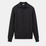 Klassischer Zopfstrickpullover mit Polokragen