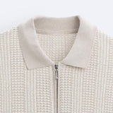 Strukturiertes Strick-Polo mit Reißverschluss