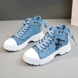 Damen High-Top Sneaker – Jeansblau mit Reißverschluss