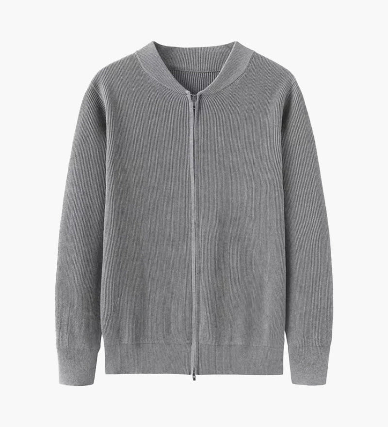 Bennett | Stehkragen Herren Rippstrick Reißverschluss Strickjacke