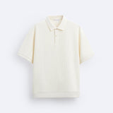 Kurzärmeliges Poloshirt in Cremeweiß – Minimalistisch und Bequem