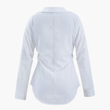 Ilaria | Weißes Oversized-Hemd mit betonter Taille und klassischem Kragen