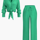 Amber | Luftiges Zweiteiler-Set mit Bluse und weiter Hose