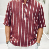 Samuel | Kurzarm-Henley-Sommerhemd mit Streifenmuster