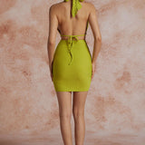 Maya | Sexy Backless Halter Minikleid mit Raffungen – Sommerliches Party-Kleid für heiße Nächte