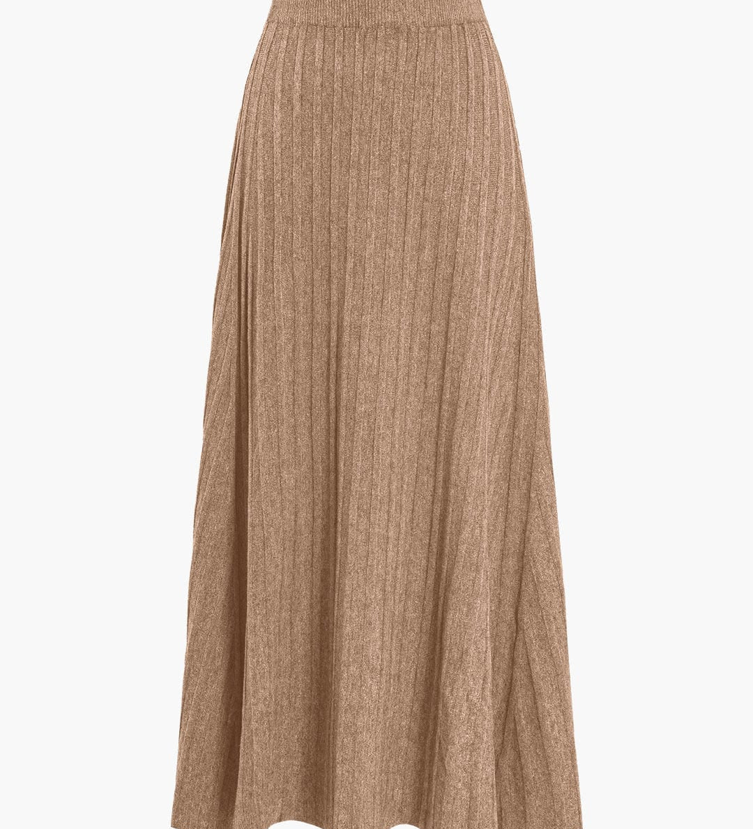 Gerlinde | Weit schwingender Strick-Midirock mit Plissee-Falten und elastischem Bund