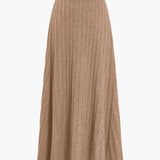 Gerlinde | Weit schwingender Strick-Midirock mit Plissee-Falten und elastischem Bund